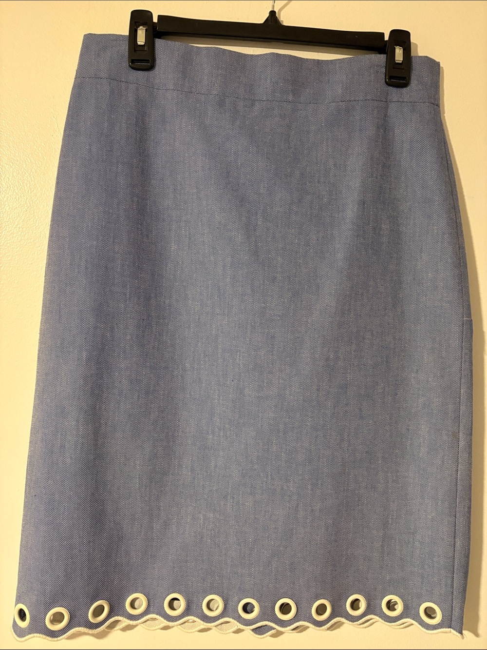 J. Crew Light Blue A-Line Eyelet Hem Skirt-NWOT- 6 -